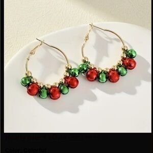 Earrings, NWT, Goldtone Christmas Ornament Bell Earrings, Lightweight, Cute